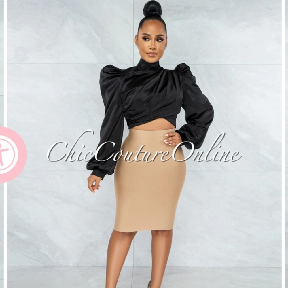 Beautiful, Elegant Satin Crop Top Blouse